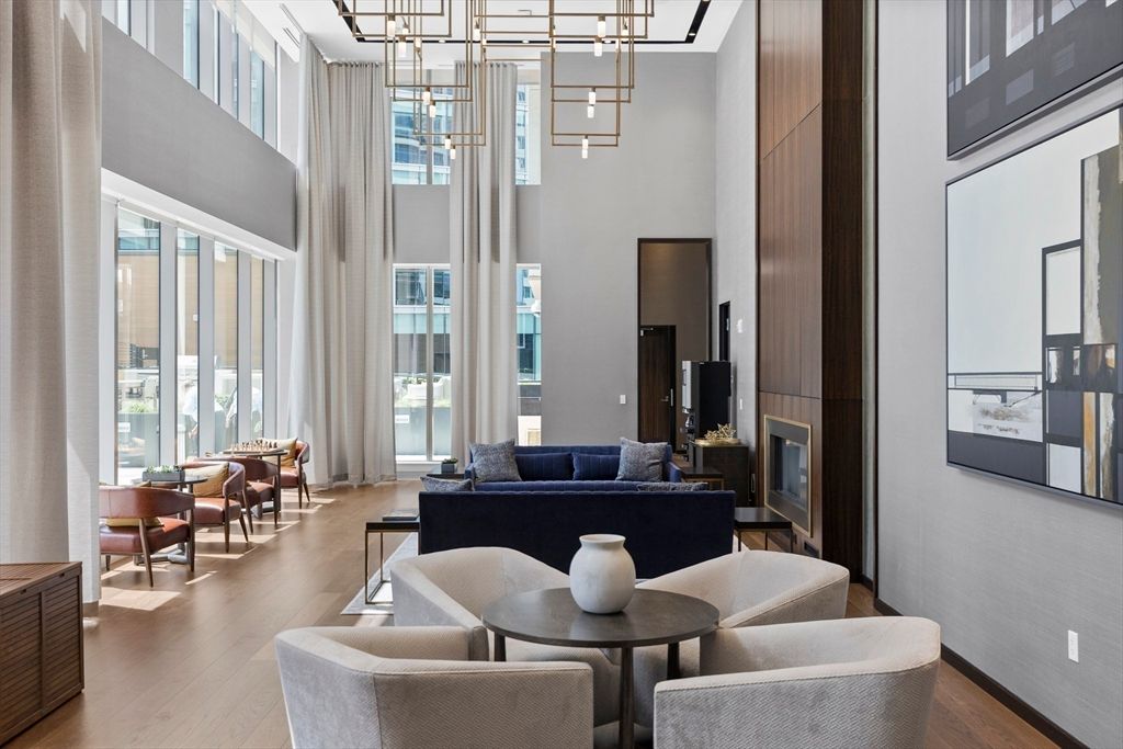 Dining room, Interior, Living room, Pendant Lights, Wood Texture Flooring