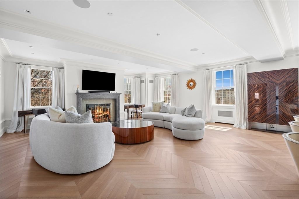 Fireplace, Interior, Living room, Recessed Lighting, Wood Texture Flooring, Wooden Walls