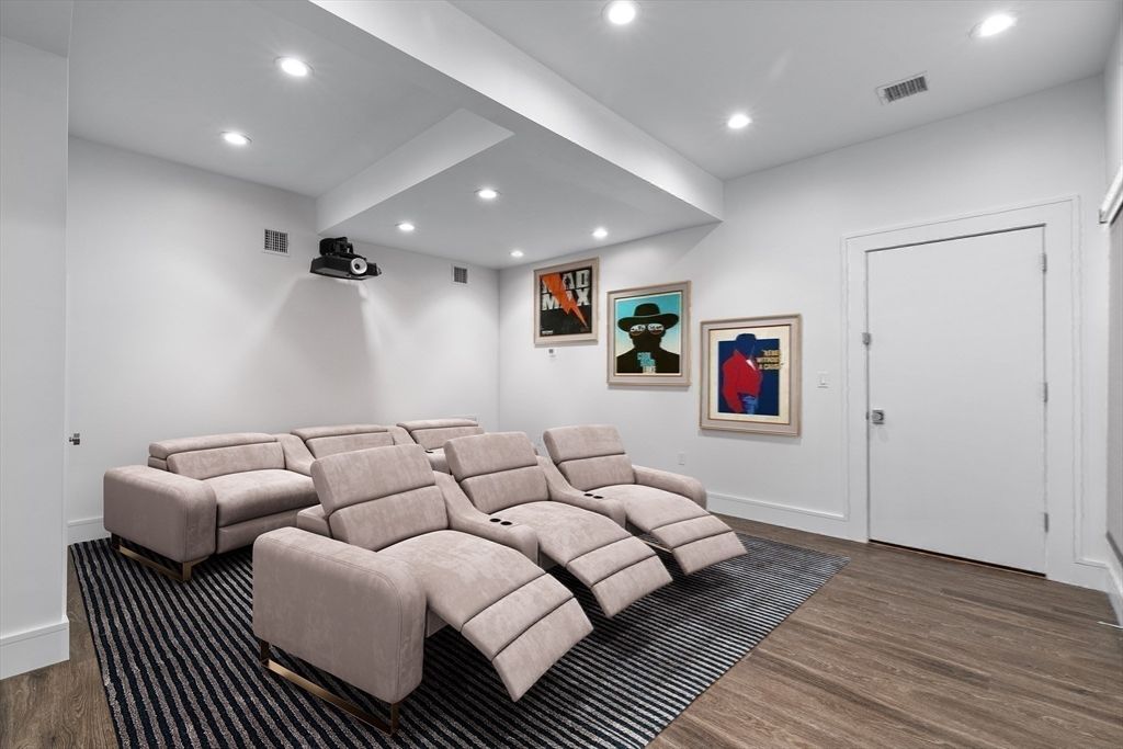 Home Theatre Room, Interior, Recessed Lighting, Theatre Room, Wood Texture Flooring