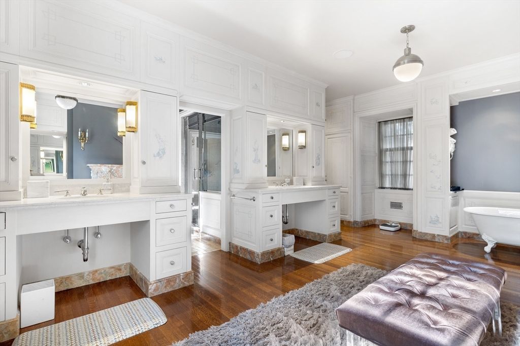 Bathroom, Dual Sink Vanities, Free Standing Baths, Interior, Wood Texture Flooring