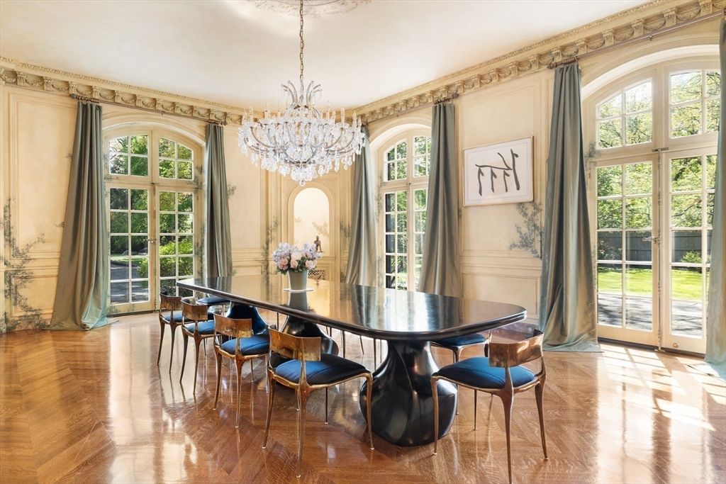 Chandelier, Dining room, Interior, Wood Texture Flooring