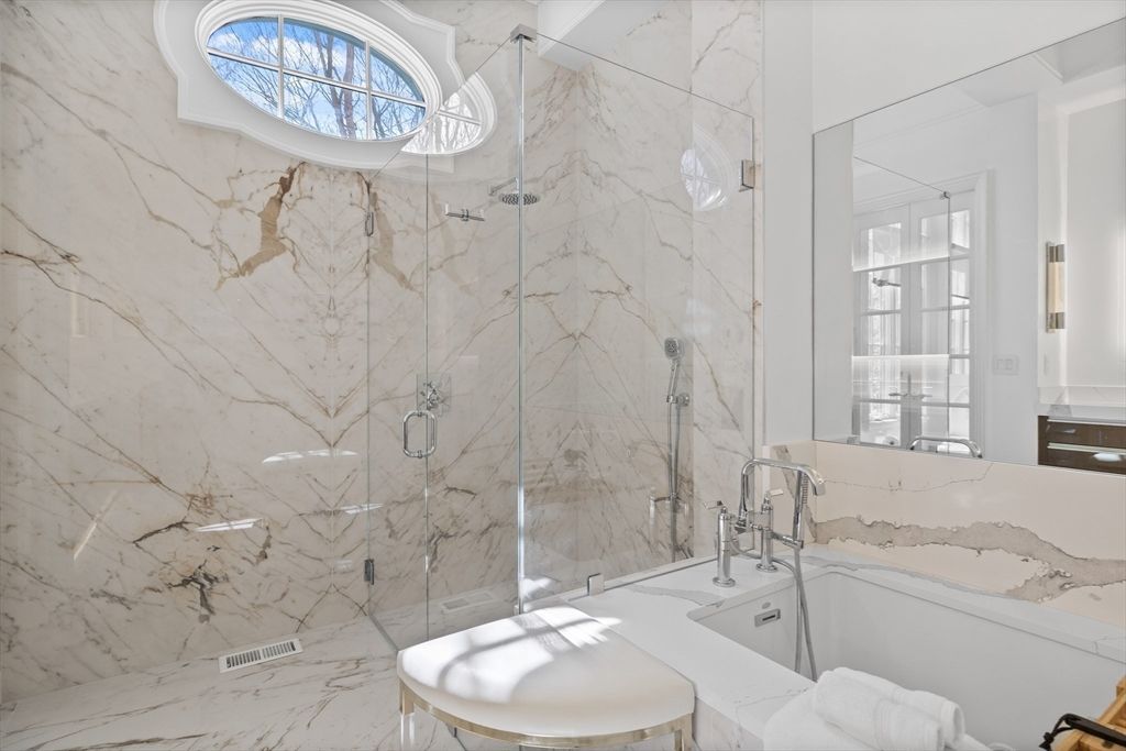 Bathroom, Glass Shower, Interior, Marble Walls