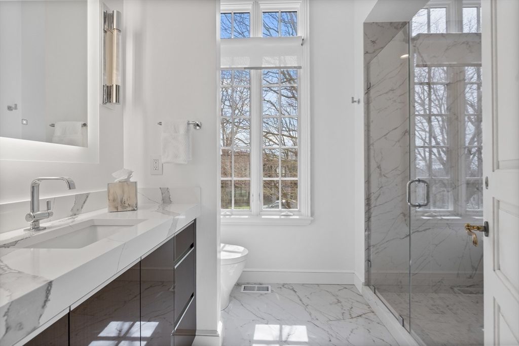 Bathroom, Glass Shower, Interior, Marble, Marble Walls
