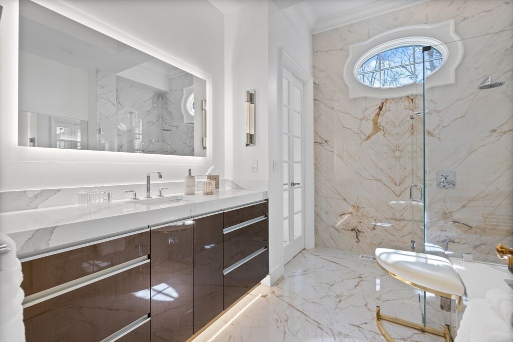 Bathroom, Glass Shower, Interior, Marble, Marble Walls