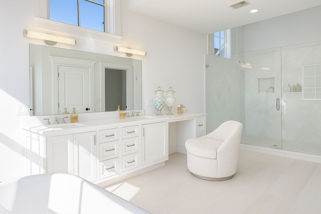 Bathroom, Glass Shower, Interior, Recessed Lighting