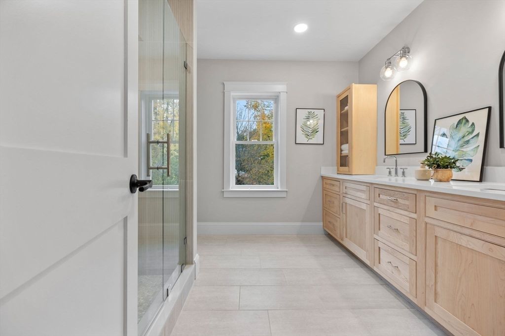 Bathroom, Dual Sink Vanities, Glass Shower, Interior, Recessed Lighting