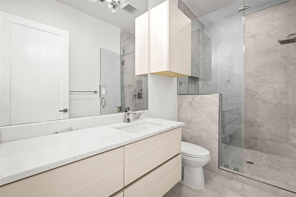 Bathroom, Glass Shower, Interior, Marble Walls