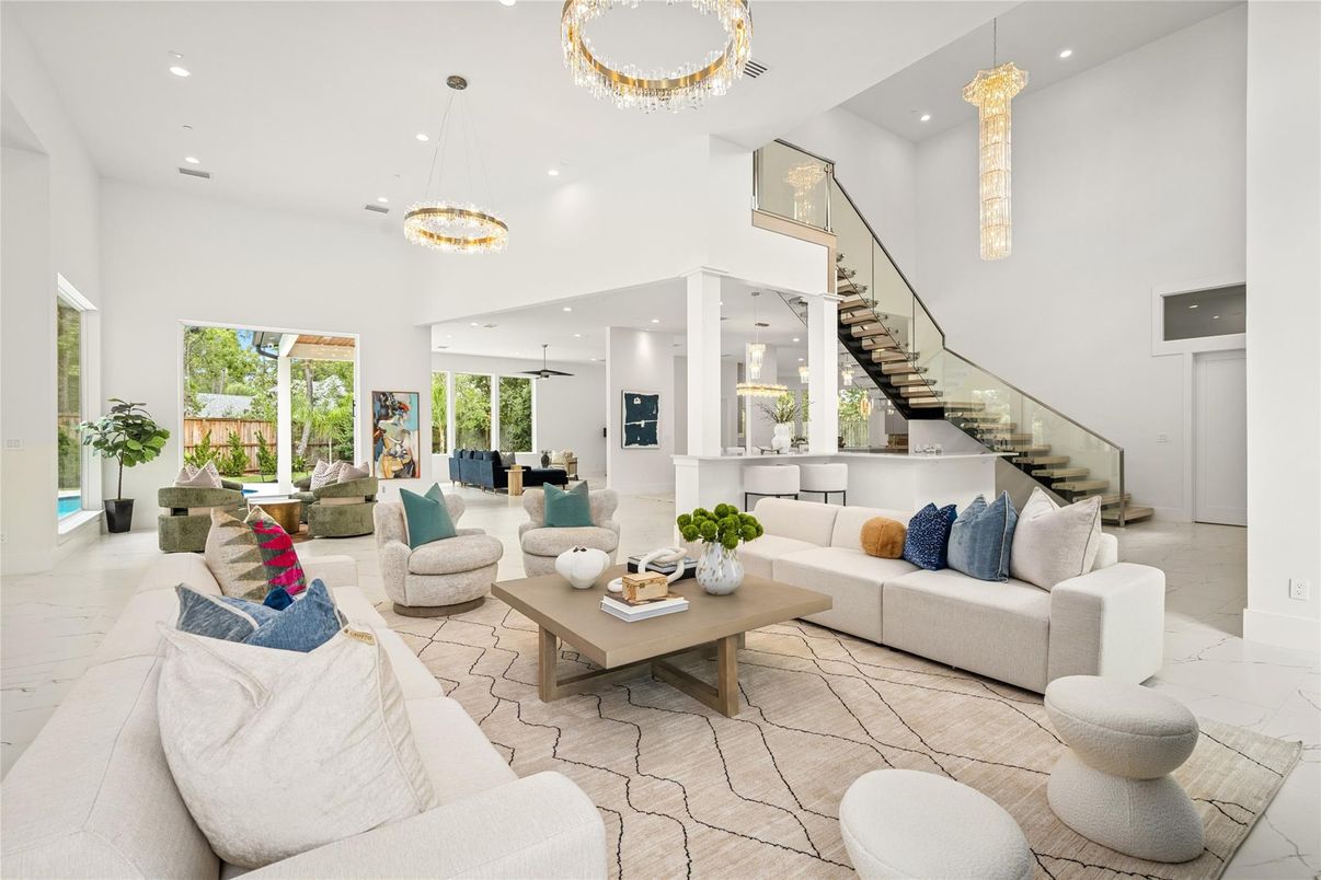 Interior, Living room, Marble, Pendant Lights, Recessed Lighting