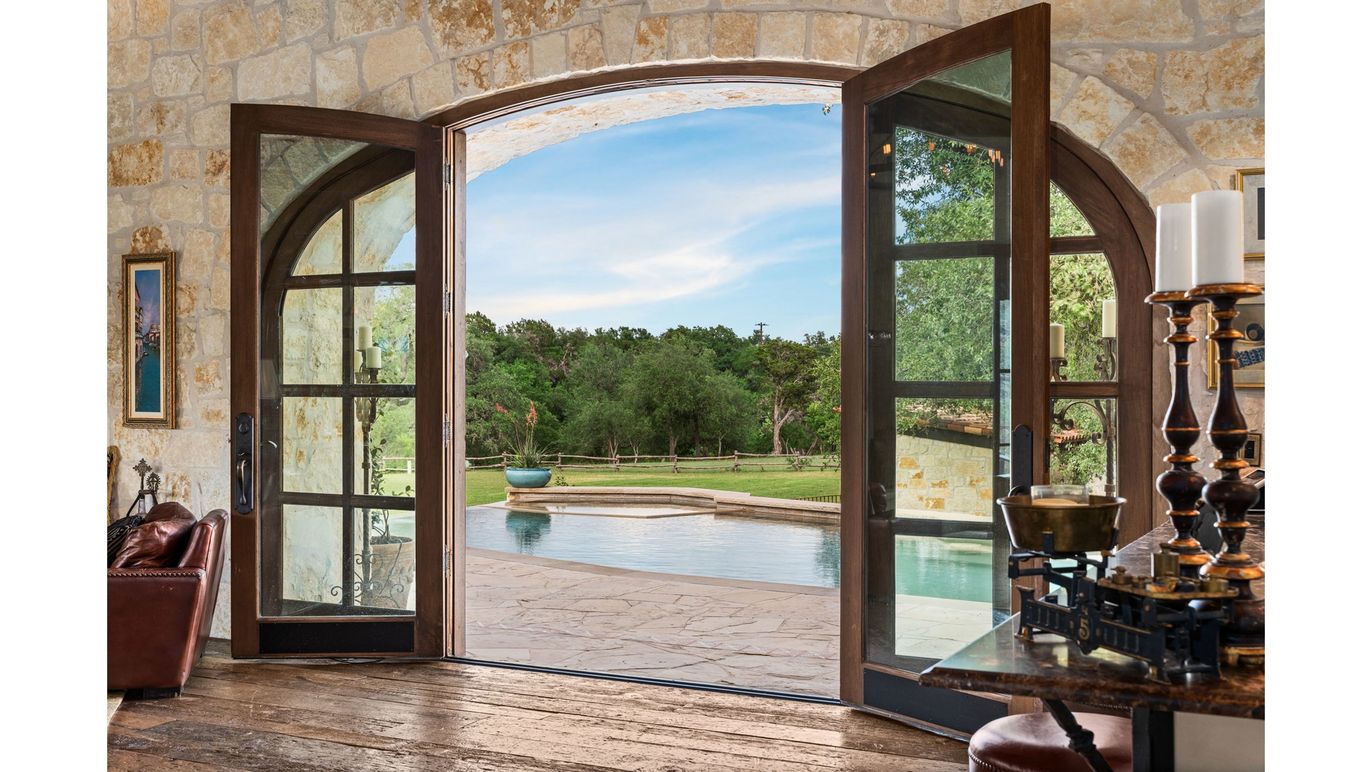 Interior, Pool, Stone Walls, Wood Texture Flooring