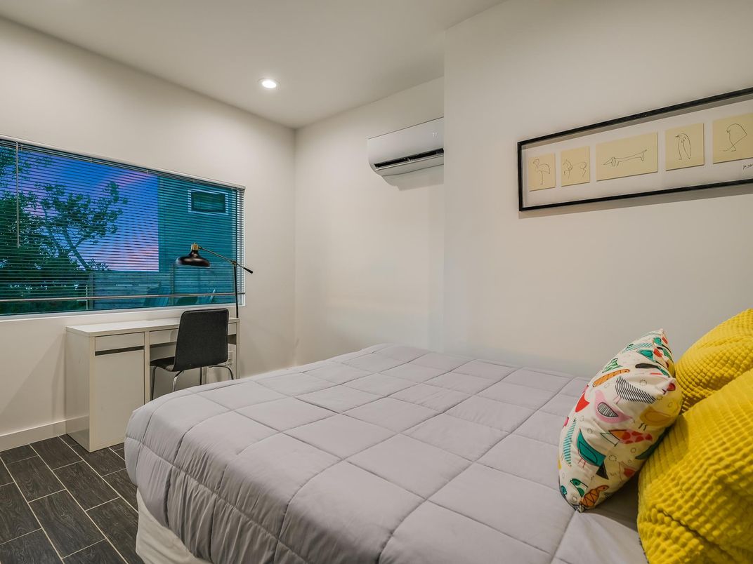 Bedroom, Home Office, Interior, Recessed Lighting, Wood Texture Flooring