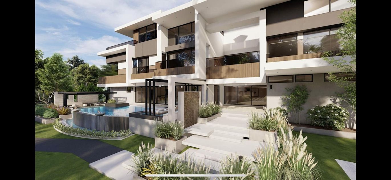 Backyard, Exterior, Facade, Pool, Modern