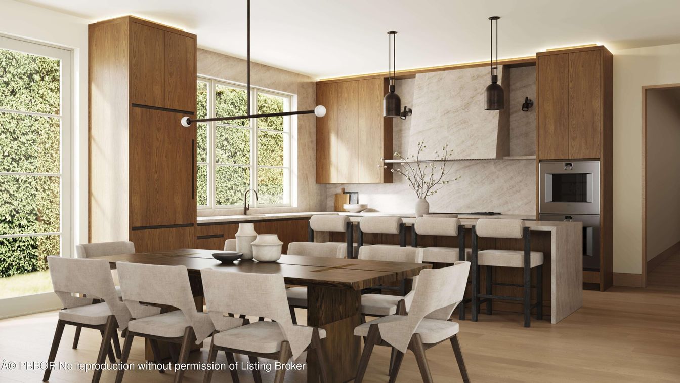 Dining room, Interior, Kitchen, Pendant Lights, Wood Texture Flooring