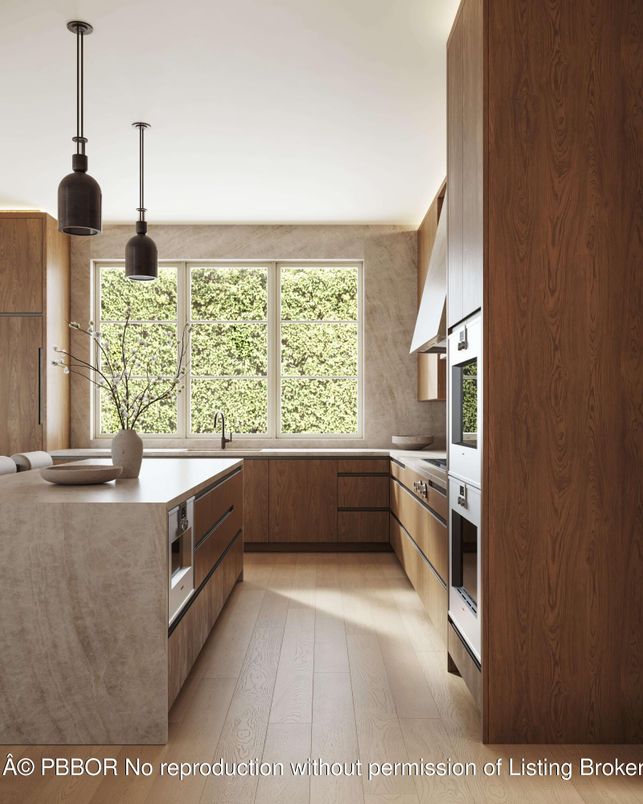 Interior, Kitchen, Pendant Lights, Stainless Steel Appliances, Wood Texture Flooring