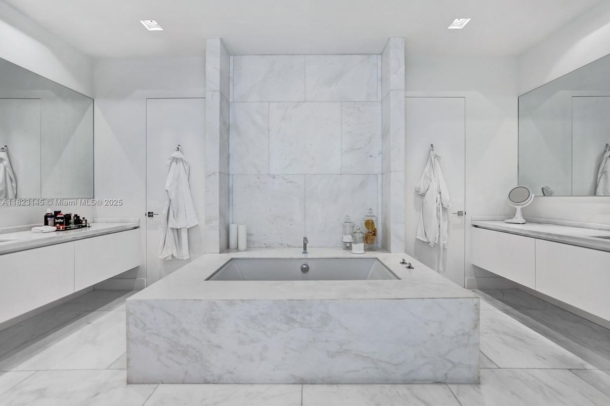 Bathroom, Dual Sink Vanities, Interior, Marble, Marble Walls