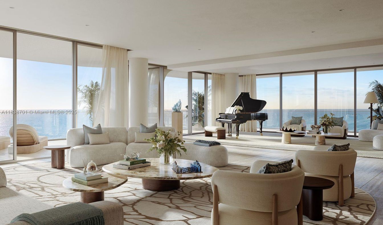 Interior, Living room, Piano, Recessed Lighting, Water, Wood Texture Flooring