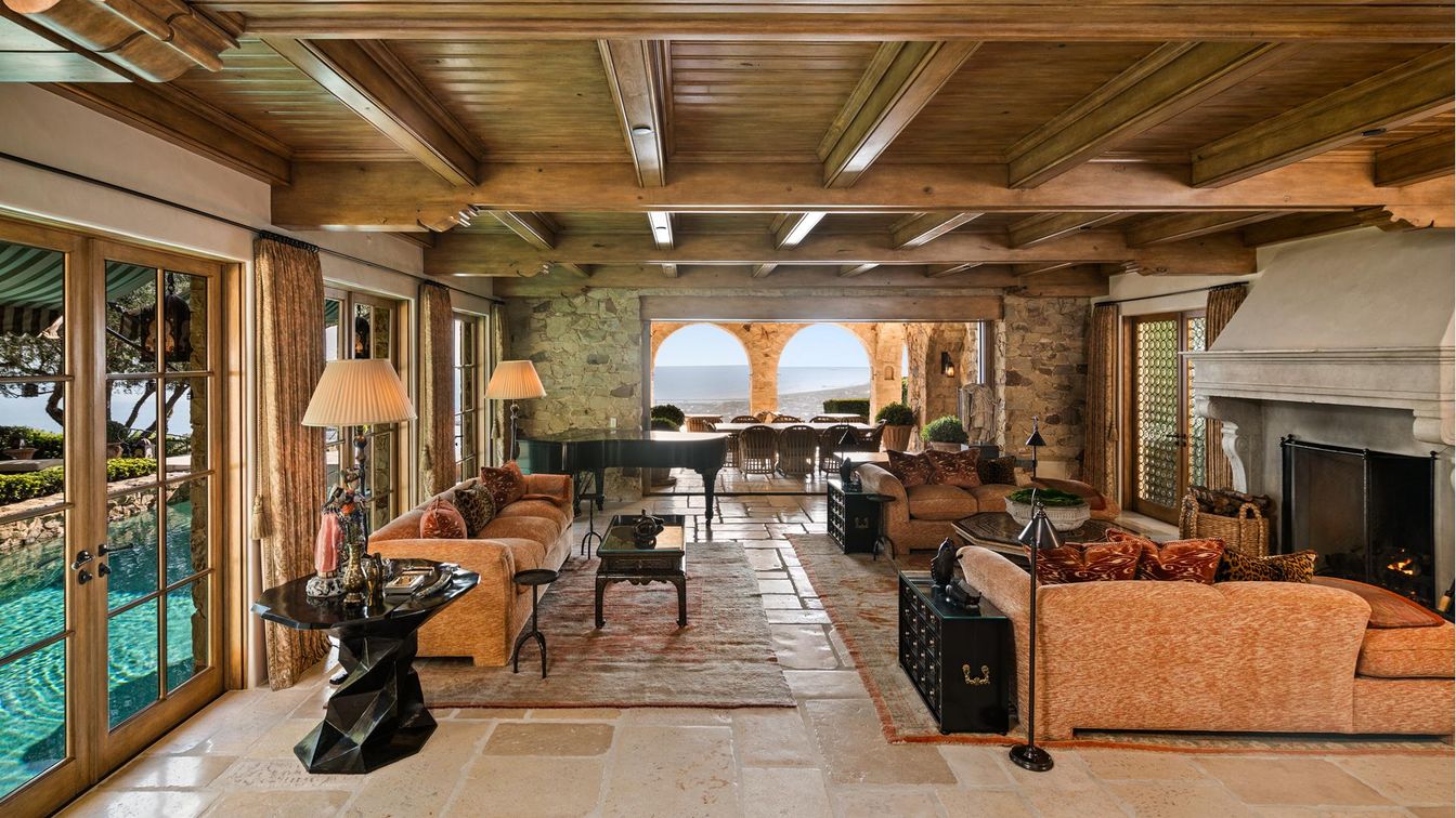 Fireplace, Interior, Living room, Piano, Stone Walls, Wooden Beams, Wooden Ceilings