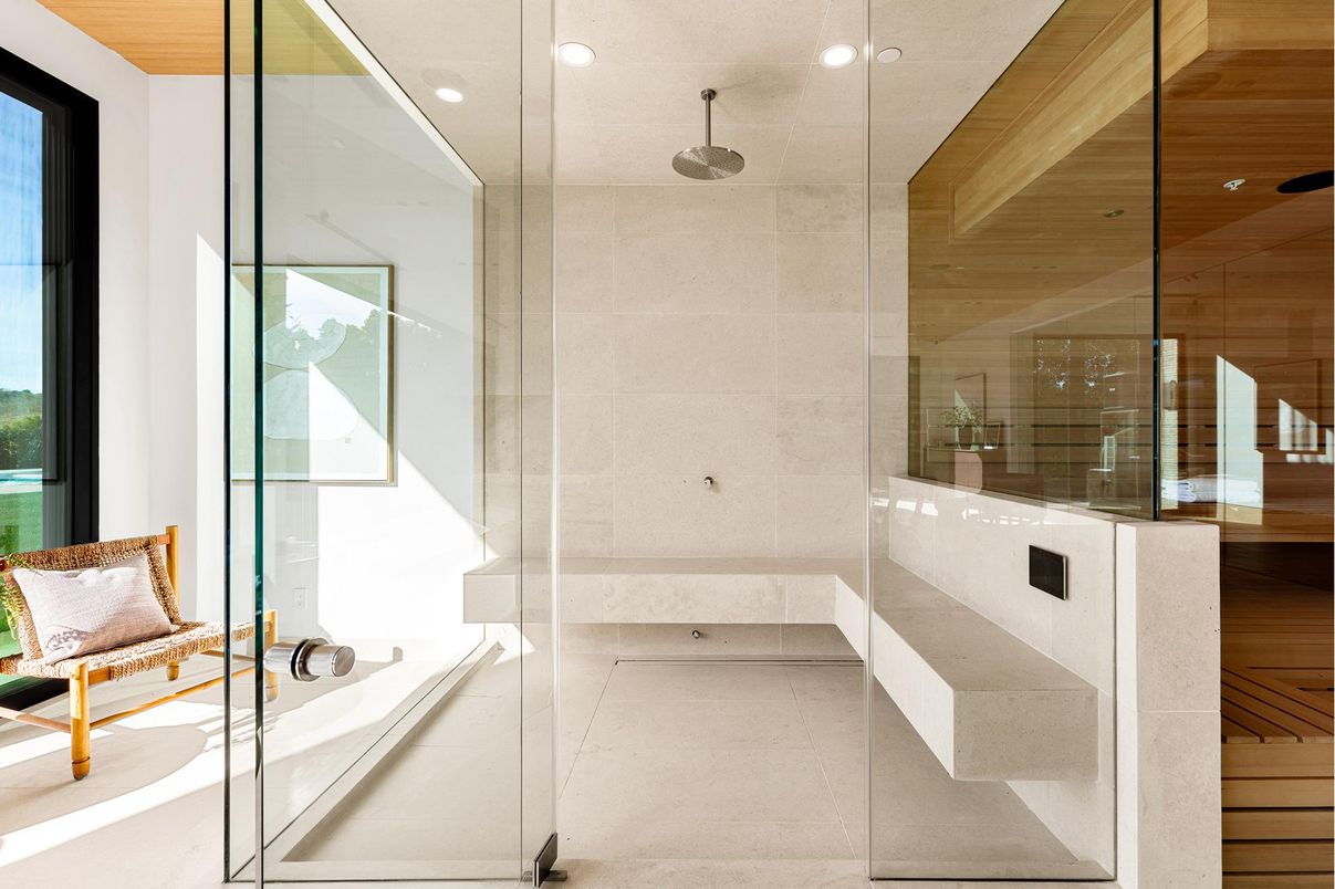 Bathroom, Glass Shower, Interior, Recessed Lighting