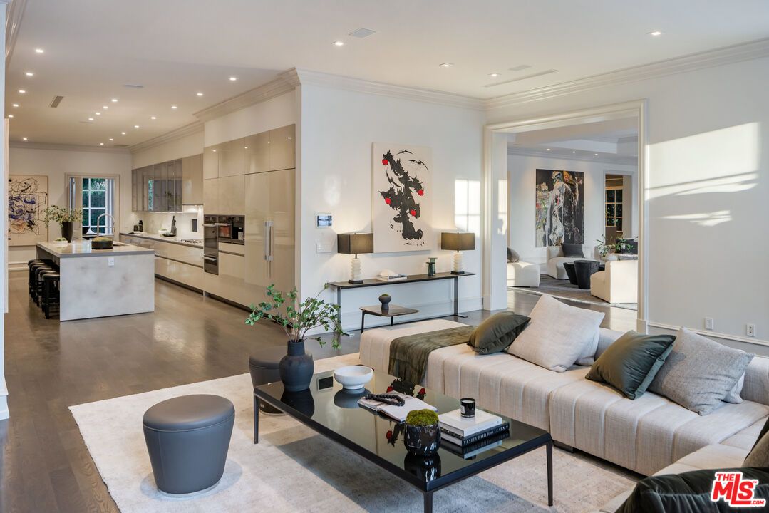 Interior, Kitchen, Living room, Recessed Lighting, Stainless Steel Appliances, Wood Texture Flooring